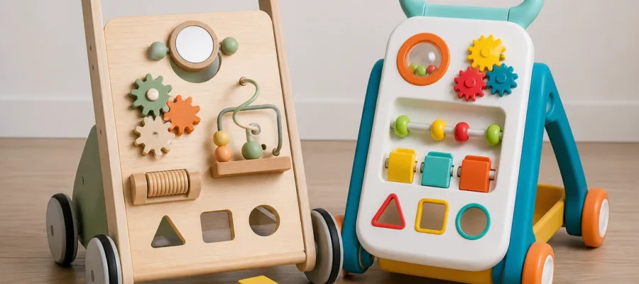 Lauflernwagen Kaufberatung nach Material & Funktionen: Holz, Plastik, mit Bremse