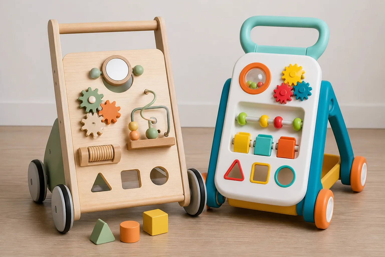 Lauflernwagen Kaufberatung nach Material & Funktionen: Holz, Plastik, mit Bremse