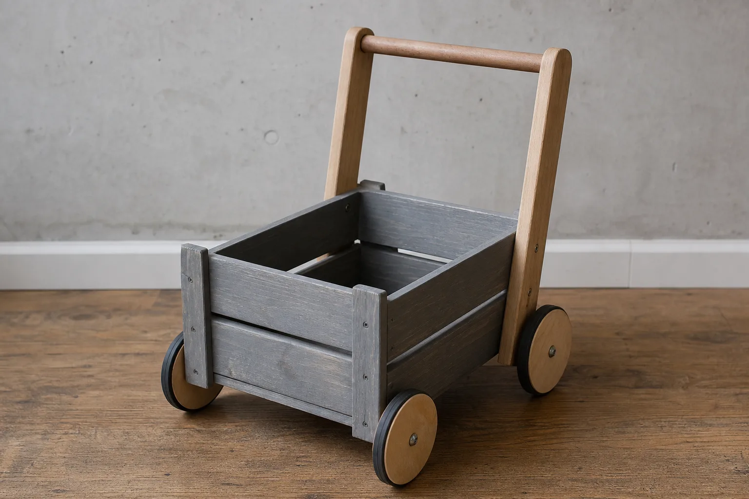 Upcycling-Ideen: Kisten und Holzkisten zu einem individuellen Lauflernwagen umbauen